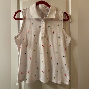 NWT Sleeveless Polo Shirt With Tropical Print Women Size Large